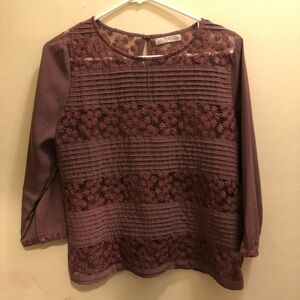 hinge burgundy embroidered blouse